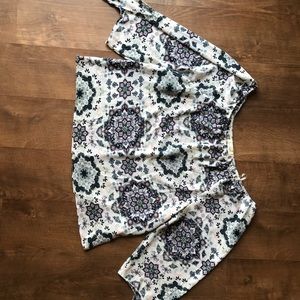Boho print off the shoulder top